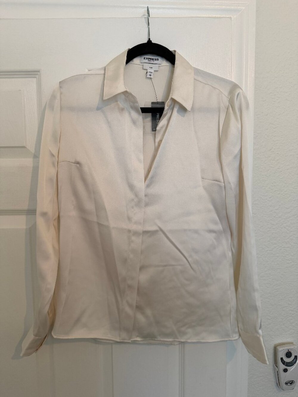 Express Portofino Long Sleeve Cream/White Shirt